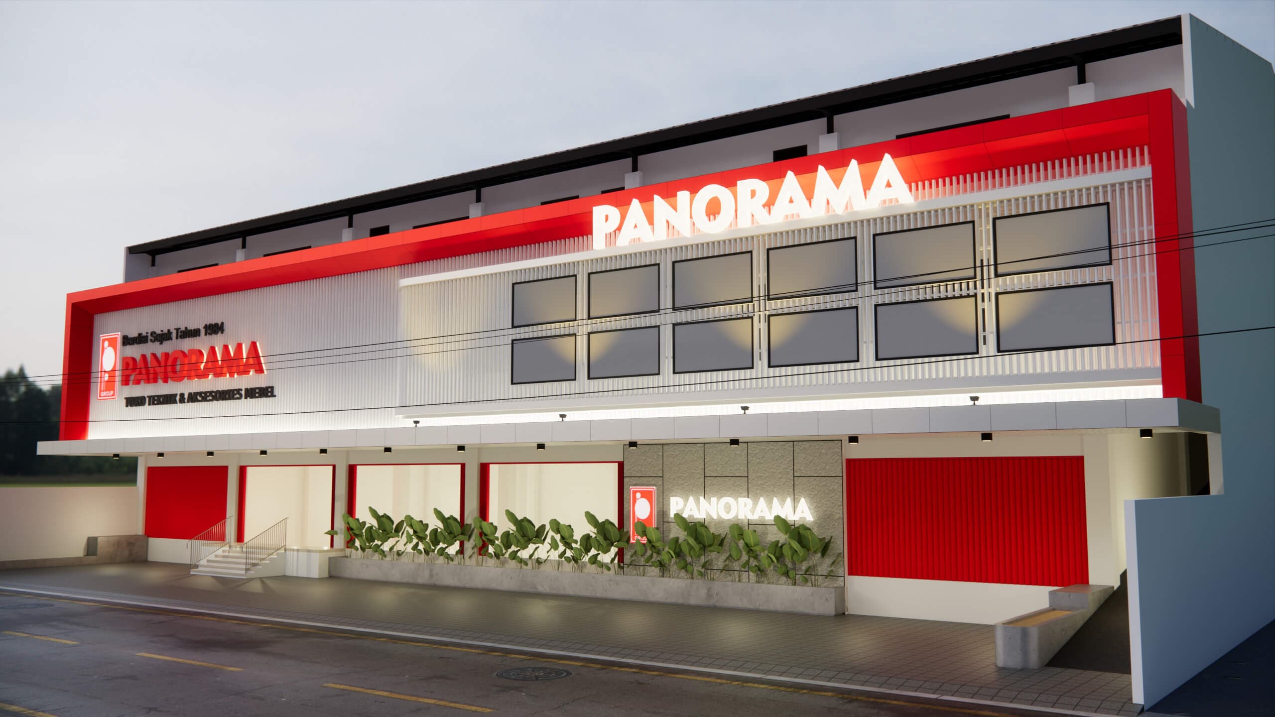 Fasad TB Panorama tampak perspektif, proyek konstruksi retail oleh BKI